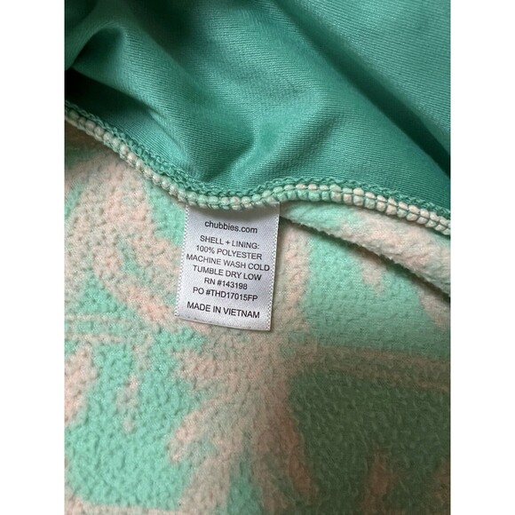 Chubbies Fleece Jacket Mens Medium Palm Tree Fluorescent Green Neon Full Zip - Picture 8 of 14